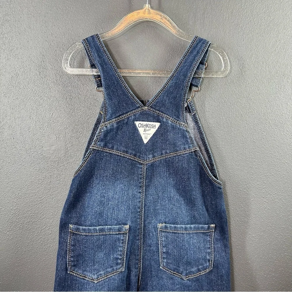 Oshkosh B'gosh Girls Dark Wash Glitter Sparkle Overalls 4T